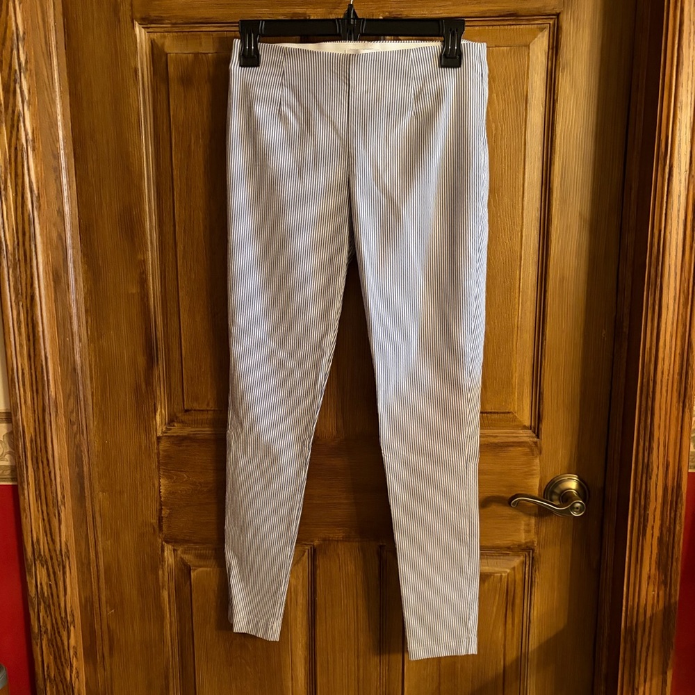 Calvin Klein Navy and White Striped Trousers